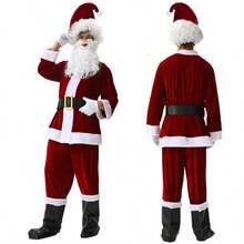 Santa Claus Costume Set,Men Christmas Dress Up For Christmas Party And Theme Activity,Just Clothes,No Boot - Burgundy - View 6