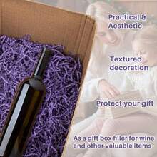 Sukh 4.9OZ Crinkle Cut Paper - Reusable Paper Shred Filler As Confetti Paper Stuffing For Baskets Birthday Decor Wedding Decor Craft Box Gift Bags And Wrapping Supplies In Purple - Ideal For Easter Party And Creative DIY Projects