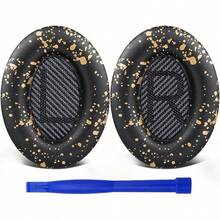 SoloWIT Almohadillas para 35 (QC35) & Quiet Comfort 35II (QC35) Auriculares, Espuma de Alta Densidad y Cuero Proteico - Oro Negro - Ver 12