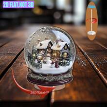 2D Flat, 360° Rotating Snow Globe With Enchanting Winter Forest Scene, Delicate Snowflakes And Warm Lighting - Polyester, No Electricity Required - Suitable For Holiday Home Decor Or Unique Gift, Snow Globe Christmas Decoration, Holiday Room Decor, Classic Decorative Style, 2D Flat