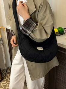 1 Stück Damen Nylon Japanischer Lässig Einfachheit Umhängetasche, kratzfest und abriebfest, leicht, großes Fassungsvermögen, Lingge-Prägung, für Konzerte, Festivals, Sportveranstaltungen, Einkaufen, Pendeln, Arbeit, Dates, tägliche Reisen, für Studenten, Mädchen