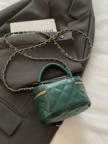 Lightweight Mini Bag, Chain Bag, Quilted Bag, Handbag, Bucket Bag, Suitable For Girls, College Students And Office Ladies, Great For Office, University, Work, Commuting, Outdoor Activities, Travel And Picnics - Dark Green - View 11