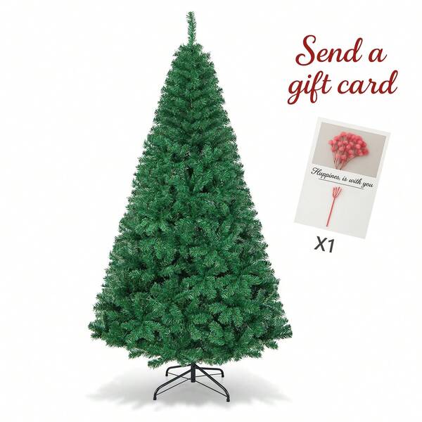 Árvore de Natal com elegante cartão-presente, efeito de neve artificial densa e fofa, adequada para casa, sala de estar, escritório, shopping, decoração de festa de Natal