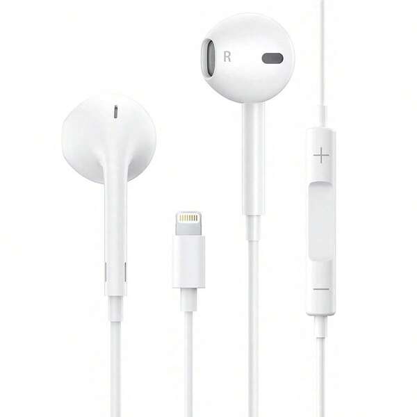Przewodowe słuchawki douszne douszne kompatybilne z iPhonem/iPadem Lightning, przewodowe słuchawki EarPods ze złączem Lightning, kompatybilne z iPhonem z wbudowanym pilotem do sterowania muzyką, połączeniami telefonicznymi i głośnością, kompatybilne z iPhonem 14/13/12/11/XR/XS/X/8/7/SE/Pro/Pro Max