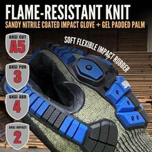 Cestus 3004 ANSI Cut A5 Impact Gloves 1 3 12 60 Pairs Flame-Resistant 13G Knit Sandy Nitrile Coated Gel Padded Palm