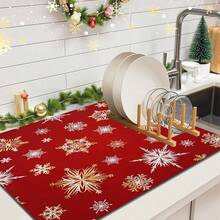 1pc Christmas Theme Trivet Mat, Christmas Pattern Absorbent Drying Mat, Kitchen Decor Coffee Machine Mat, Handmade Coffee Pot Draining Mat, Kitchen Floor Mat, Dining Table Mat, Kitchen Counter Dish Drying Mat, Breakfast Mat, Heat-Resistant Anti-Slip Drying Mat, Diatomite Drying Mat, Hides Stains, Super Absorbent Kitchen Mat, Easy To Clean Dish Rack Mat, Suitable For Kitchen, Dining Table, Cafe, Bar, Holidays, Parties, Home Decor, Holiday Gifts - Multicolor - View 10