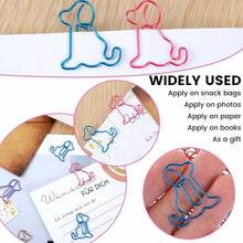 50pcs Dog Shaped Paper Clips, Fancy Animal Decorative Paperclips Cute Multicolored Binder Clips Office Supplies Dog Decor Bookmark Fun Women Men - Bright Blue, Bright Purple, Bright Pink, Bright Red, Gold - View 6