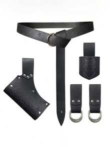 5pcs/Set Vintage Viking Style Faux Leather Belt, Suitable For Men And Women, Party, Performance, Costume Accessories Old Money Vintage Autumn/Fall Urban Outfit Classic Christmas Winter Fashion Daily Men Boyfriend Gift