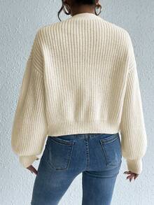 New Fashion Solid Color Women's V-Neck Button Knitted Cardigan,Long Sleeve Tops - Apricot - View 2