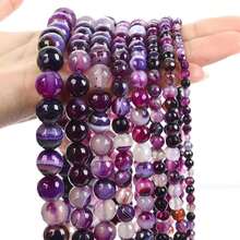 1pc 15-Inch Purple Tone Natural Stone Round Beads, Amethyst/Purple Tiger Eye/Purple Agate Etc. Calming, Protective, Attracting Good Luck Healing Stones, Suitable For DIY Jewelry Making/Bracelets/Necklaces And Craft Accessories
