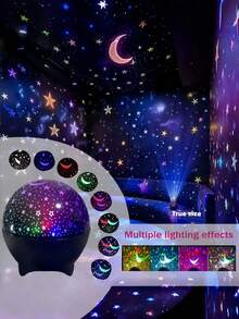 1pc LED Galaxy Projector Lamp, Multi-Color Modes, Latest Star & Moon Projection Light, 8 Starry Sky & Moonlight Effects, Compact & Portable, Galaxy Projector, Bedroom Night Light, Home Theater, Ceiling, Gift Decor, Holiday Gift, Camping, Wedding Decor, Romantic Atmosphere Light, Suitable For Room Decor, Birthday Gift For Boys & Girls - Black - View 7
