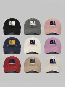 INNNEVV 1pc Unisex Denim Baseball Cap With Embroidered Letter, Vintage Street Style