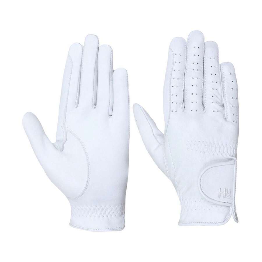 Hy Adults Leather Riding Gloves (White) - 100% Leather - (BZ578) - White - View 1