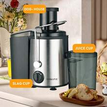 SOKANY 4000W 多功能离心式榨汁机。配备 3 英寸宽进料槽。800W 功率，两档速度设置，304 不锈钢材质。适用于家庭和餐厅榨汁，可分离各种水果和蔬菜的果渣。厨房必备电器。 - 日規A型插(100V) - 查看 4