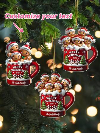 Personalized Custom 2-10 Names Christmas Ornament - Custom Text Pendant, Acrylic Material, Smooth Finish - Great For Christmas Tree Decoration, Family Holiday Gifts, Home Festive Decor - Suitable For Adults, Kids, Newlyweds, Gift Recipients - Gingerbread Theme, Christmas Keepsake, Holiday Accessory,Personalized Christmas Ornament,Custom Christmas Tree Decor,Christmas Gift ,Personalized Gifts,Festive Calendar