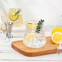 12/6/1 Pcs Classic Striped Wine Glasses, 12 Oz Transparent Unbreakable Cocktail Glasses, Reusable For Champagne, Dessert, Banquet, Wedding, Party