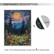 Yuaruo Arte de Pared en Lienzo Vintage Luna Llena Sobre las Flores Silvestres, Impresión de Arteístico de Bosque de Medianoche, Pintura al Óleo de Flores y Árboles Retro, Paisaje de Bosque Oscuro sin Marco, Cuadros Decorativos para Sala, Póster, con Marco, Pósters, Cuadros para la Pared, Marcos para Cuadros, Cuadro, Virgen de Guadalupe, Salas - transparente - Ver 3