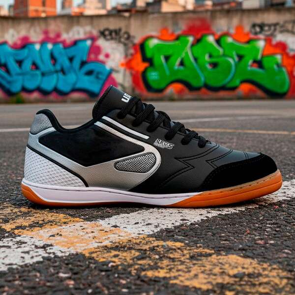 Tenis Chuteira Futsal Club Pro 5 Salão Quadra Futebol Profissional Bico Couro Reforçado