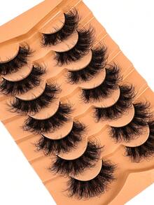 7 Pairs Faux Mink Eyelashes, Cat Eye Style, Natural Looking D-Curl Fluffy False Lashes, Naturally Thick & Fluffy Curly False Eyelashes, Dramatic Lashes Thick & Long 8D Curl Lasting Thick False Lashes To Lengthen And Volumize Eyes