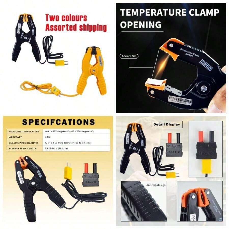 69140 - Termmetro tipo K, abrazadera de temperatura para HVAC/multmetro, sondas de sensor de temperatura de - 40 200 compatible con Klein Tools - ZIBOO 69140 - Ver 1
