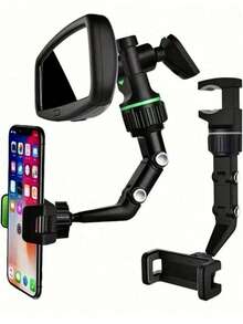 1 Set Multi-Functional Phone Holder Stand For Car Rearview Mirror, Desk, Kitchen, And Various Scenarios, Slouchy People Friendly