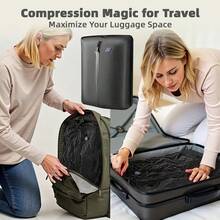 Travel Compression Bags, Reusable Zipper Vacuum Storage Bags, Space-Saving Luggage Organization Essentials - màu đen - Xem 6