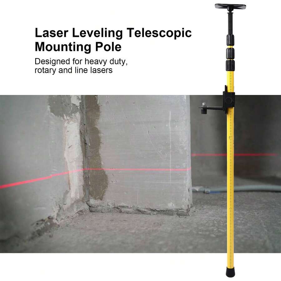 2.8 Meter Laser Leveling Telescoping Pole Adjustable Mounting Pole For Rotary And Line Lasers - Yellow - View 1