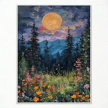 Yuaruo Arte de Pared en Lienzo Vintage Luna Llena Sobre las Flores Silvestres, Impresión de Arteístico de Bosque de Medianoche, Pintura al Óleo de Flores y Árboles Retro, Paisaje de Bosque Oscuro sin Marco, Cuadros Decorativos para Sala, Póster, con Marco, Pósters, Cuadros para la Pared, Marcos para Cuadros, Cuadro, Virgen de Guadalupe, Salas - transparente - Ver 2