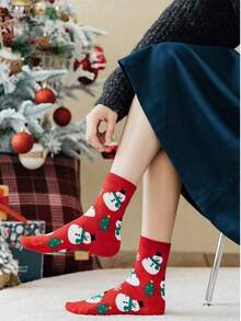 4 Pairs Christmas Socks Woman Funny Santa Claus Christmas Snowman Socks Kawaii Cartoon Animal Girl Cute Novel Christmas Gift Socks