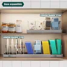 Organizador de Sartenes y Ollas Corredero Porta Sartenes de Cocina Acero inoxidable 9 Compartimentos Ajustables Estante Tapas de Ollas Cajon Gris 2 paquetes Tofaney - blanco 1 pieza - Ver 6