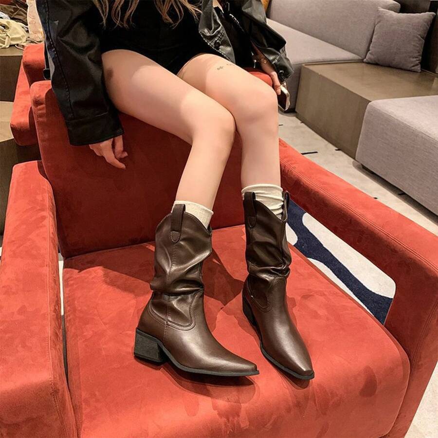 Women Western Boots - Brown - View 1