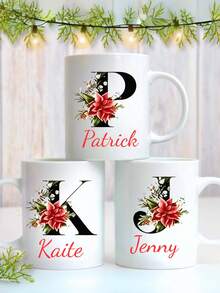 Cốc sứ Giáng sinh cá nhân hóa 11oz/15oz in chữ cái đầu "Chúc mừng Giáng sinh" hình ông già Noel, có thể tùy chỉnh tên, quà Giáng sinh cho trẻ em hoặc gia đình, cốc tùy chỉnh ngày lễ, cốc sứ cá nhân hóa, cốc sô cô la nóng tùy chỉnh, cốc Giáng sinh cá nhân hóa, cốc Giáng sinh tùy chỉnh - Nhiều màu (phiên bản chữ cái) - Xem 2