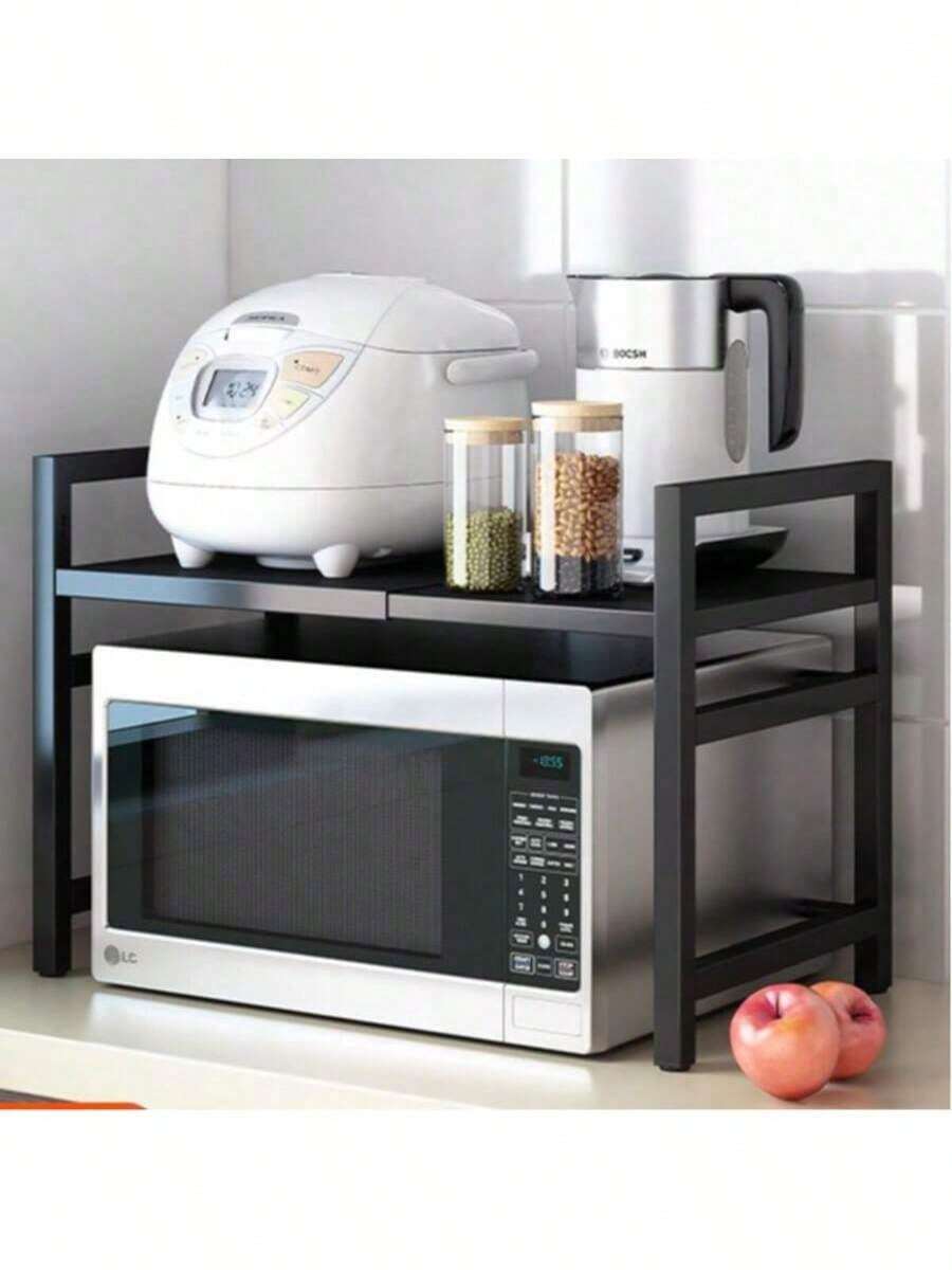 Rejilla de cocina retráctil para horno microondas, horno doméstico de una sola capa y soporte de almacenamiento para olla arrocera de escritorio de doble capa - capa - Ver 1