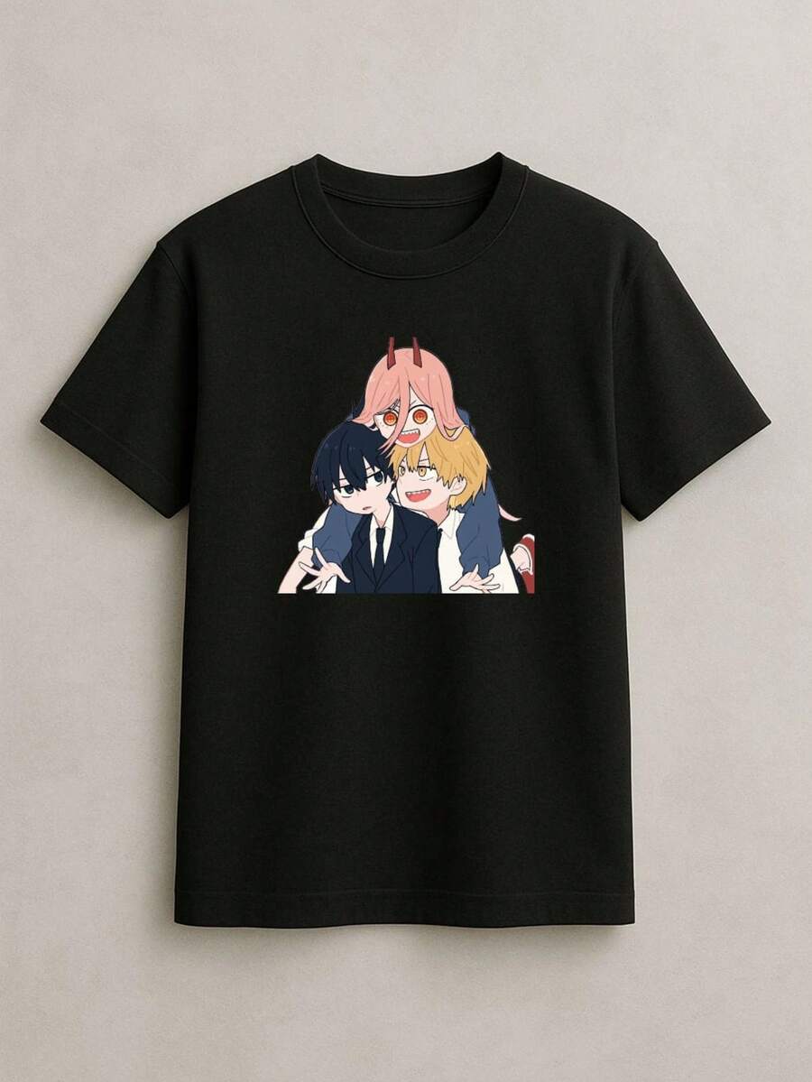 Camisa Camiseta Básica T-shirt Anime Mangá Desenho Filme Cinema 100% Algodão Unissex - Preto - Visão 1