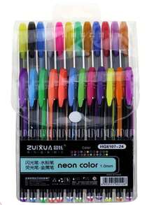 60/48 Pack Neon Color Gel Ink Rollerball Pens Set, 1.0mm Fine Point, Assorted Fluorescent Colors, Durable Plastic Material For Students And Journaling