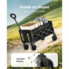 Wagon Cart Foldable Collapsible Wagon Cart With 360 LBS Max Load And Expandable Storage 90L Foldable Grocery Cart With 2 Cup Holders For Outdoor Groceries Garden And Camping