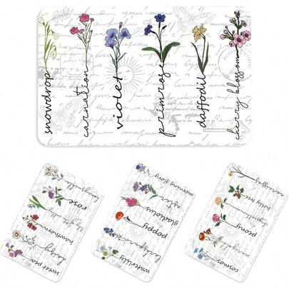 Credit Card Skin Stickers: 4PCS Monthly Birth Flower Credit Debit Card Skins Line Floral Design Card Covers With Chip Cutout Waterproof Removable Stickers For Bank Transportation Key Cards