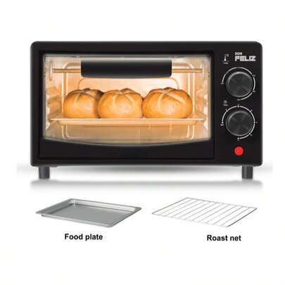 Don Feliz Mini Horno Electrico de 12L, Horno pequeño de mesa, Electrodoméstico De Cocina Automatico para Tostadas, Pasteles Y Pizzas.