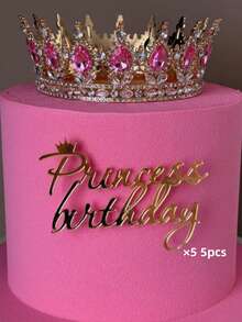 1 unidade/3 unidades/5 unidades de enfeites de bolo em PMMA com a frase "Princesa" para aniversário, decoração moderna de bolo com letras para festa de aniversário, presente para decoração de bolo de aniversário, suprimentos para decoração de bolo DIY, decoração de confeitaria, suprimentos para confeitaria, acessórios para bolo, utensílios de cozinha essenciais, presente de Natal - Ouro - Ver 11