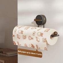 Rotating Suction Cup Kitchen Paper Towel Holder - Wall Mounted Paper Towel Rack Without Drilling, Fits Towels, Cling Film, Fabric Rolls - Space-Saving Design For Cabinets, Sinks, Countertops