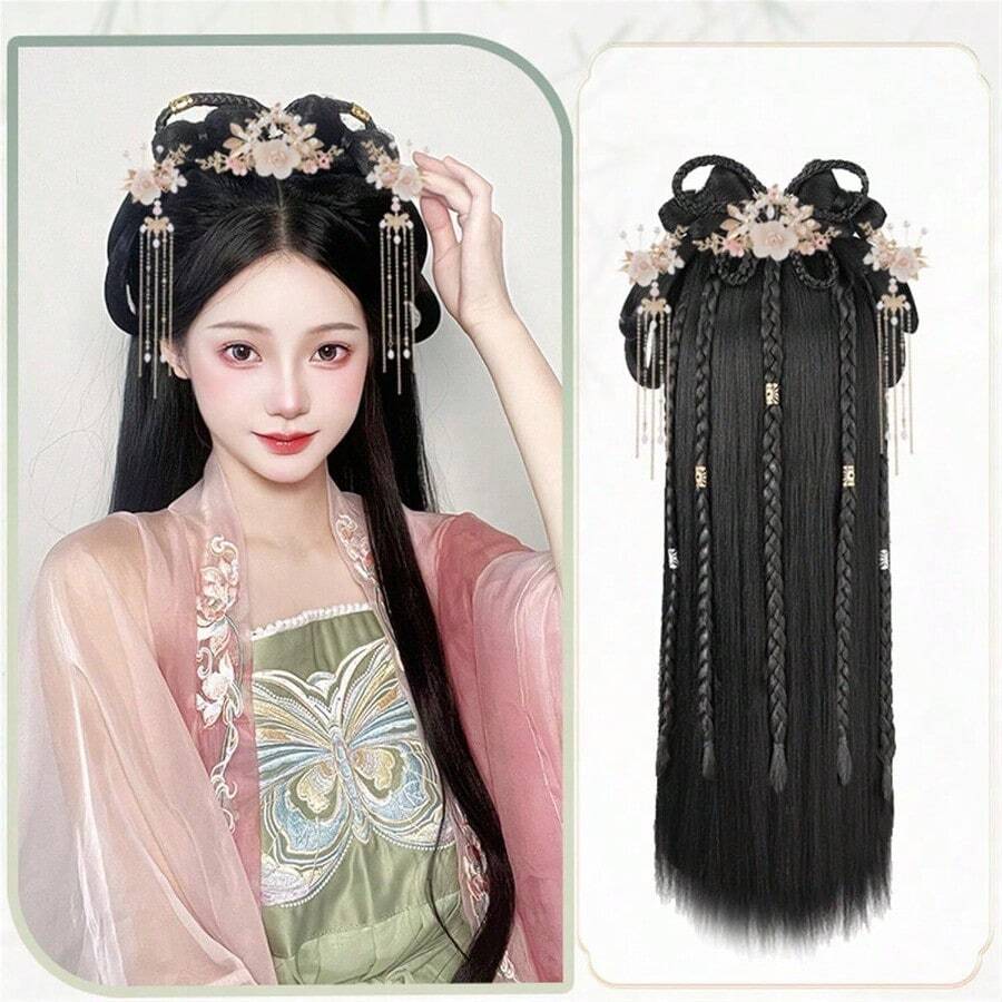 DChinese Style Women Wig Geisha Headband Wigs Ancient Chinese Headwear Wig Bun Hair Pieces Hanfu Headdr Cosplay Wigs LianyueWig+Headwear - Lianyue - View 1