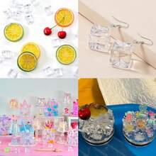 100PCS 12mm Lifelike Simulation Acrylic Ice Cubes Artificial Plastic Clear Square Ice Cubes Decorations Realistic Fake Food Models Ornaments For Home Party Tabletop Decoration Photography Prop - 清白 - 查看 4