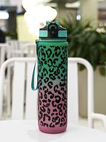 1pc 32OZ (Approx. 1000ml) Leopard Print Tumbler Cup, Stylish Leopard Pattern, With Locking Carabiner Handle Strap, Portable & Durable, Suitable For Outdoor Sports, Running, Fitness, Short-Distance Travel, Camping