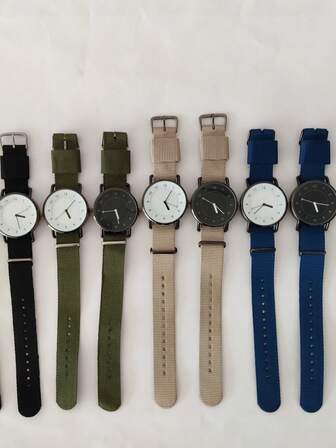 Reloj de correa de nailon con estilo minimalista británico, reloj de muñeca delgado de estilo retro europeo y americano para estudiantes