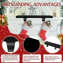 4 Pcs Stocking Holders, Metal Stocking Hangers With Non - Slip Strips Fireplace Stair Indoor Decor Gold