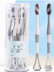 Set de 8 cepillos de dientes suaves de tamaño familiar para adultos con cerdas profundas de limpieza