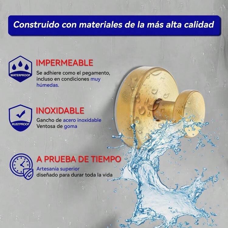 Ganchos Ventosa De Succin Colgador Toalla Bao Cocina Pared Sin Taladro De Pared Para Ventanas De Bao Puertas De Cristal Paredes 4, Oro - Oro-4 piezas - Añade 4