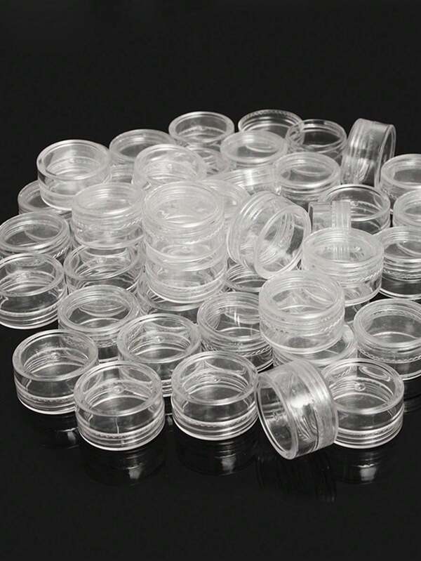 Small And Transparent Cream Box Bottles, Plastic Sample Packaging, Cosmetic Bottles, Small Round Boxes, Face Cream Bottles, Mini Cosmetic Bottles, Containers, Small Transparent Cans, Suitable For Nail And Accessory Powder Storage, Suitable For Lip Balm.