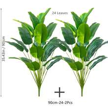 65-90-142cm/55.9in 24 Leaves Large Tropical Palm Tree Artificial Banana Leaves, Realistic Touch, Plastic Phalaenopsis Plant, Suitable For Home Garden - Olive Green - View 18