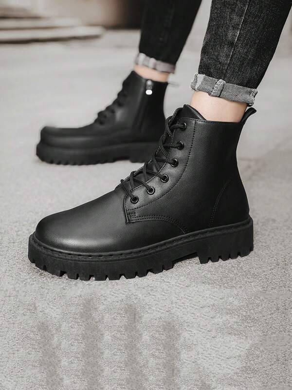 Neue vielseitige High-Top Stiefel, Lederschuhe, Arbeitsschuhe, Freizeitstiefel mit Reißverschluss, beliebte High-Top Lederstiefel mit großem Schaft, Größe 39-46